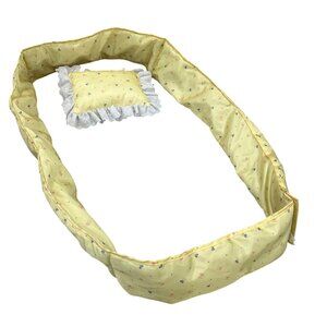 American Girl Bitty Baby Doll Yellow Pillow Bumper Ruffled Set